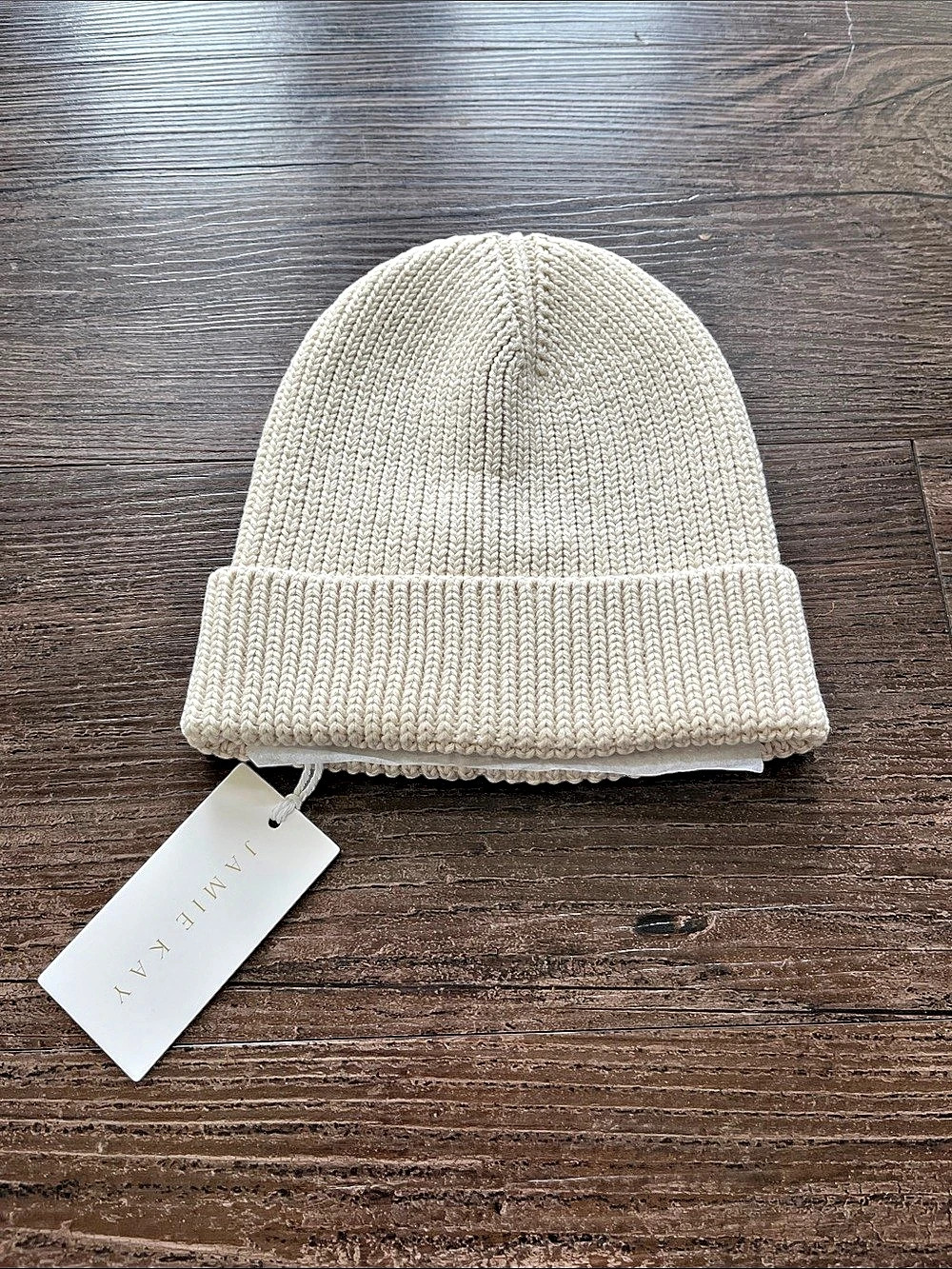 Jamie Kay Ribbed Knit Beanie in Vanilla NWT